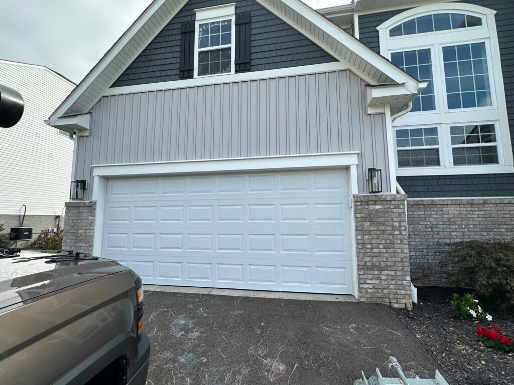 white garage door installation