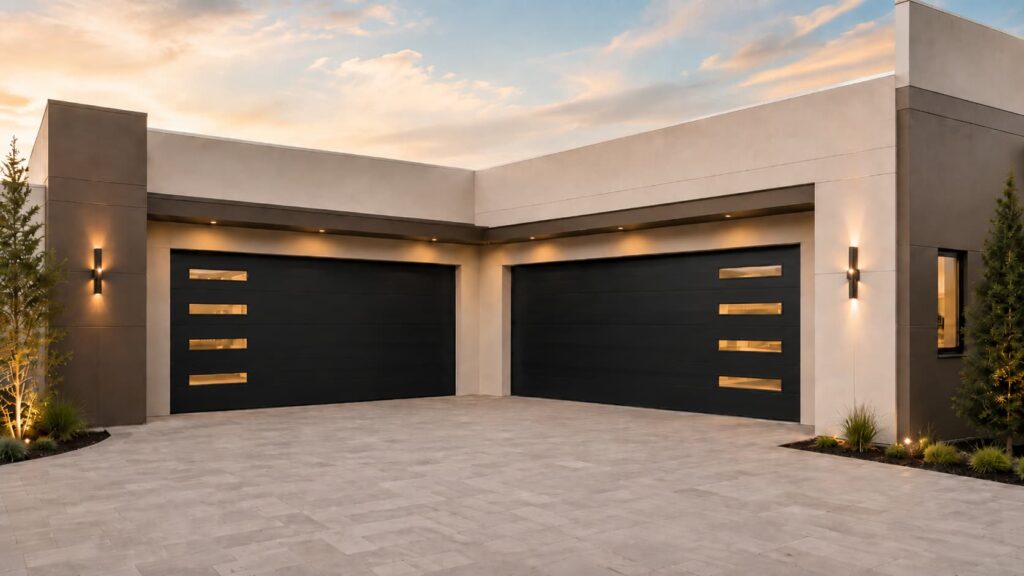 black garage doors