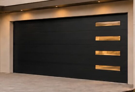 black garage doors
